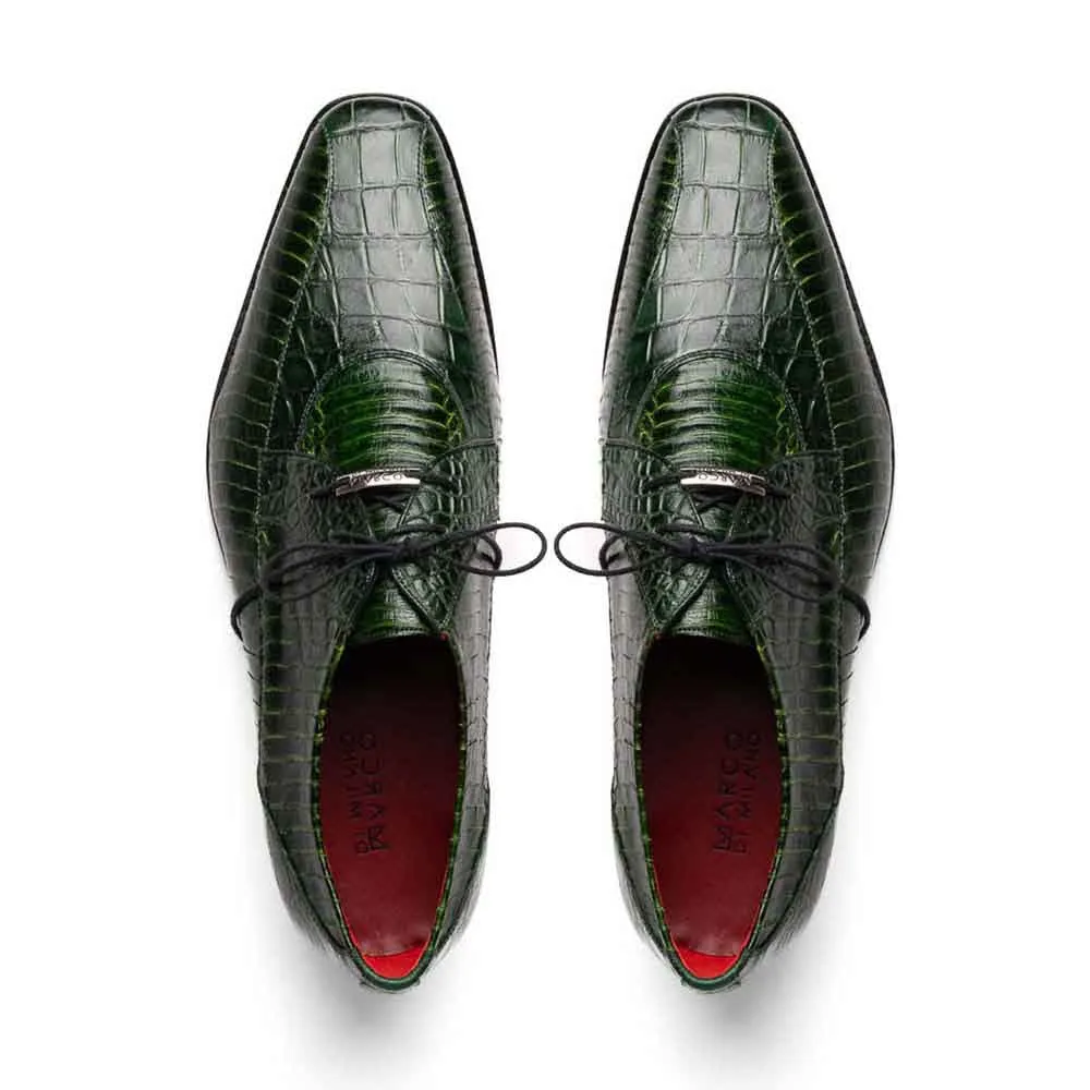 Marco Di Milano Moncalieri Dress Derby Green Alligator and Cobra Shoes Dress Shoes With Heel Lift