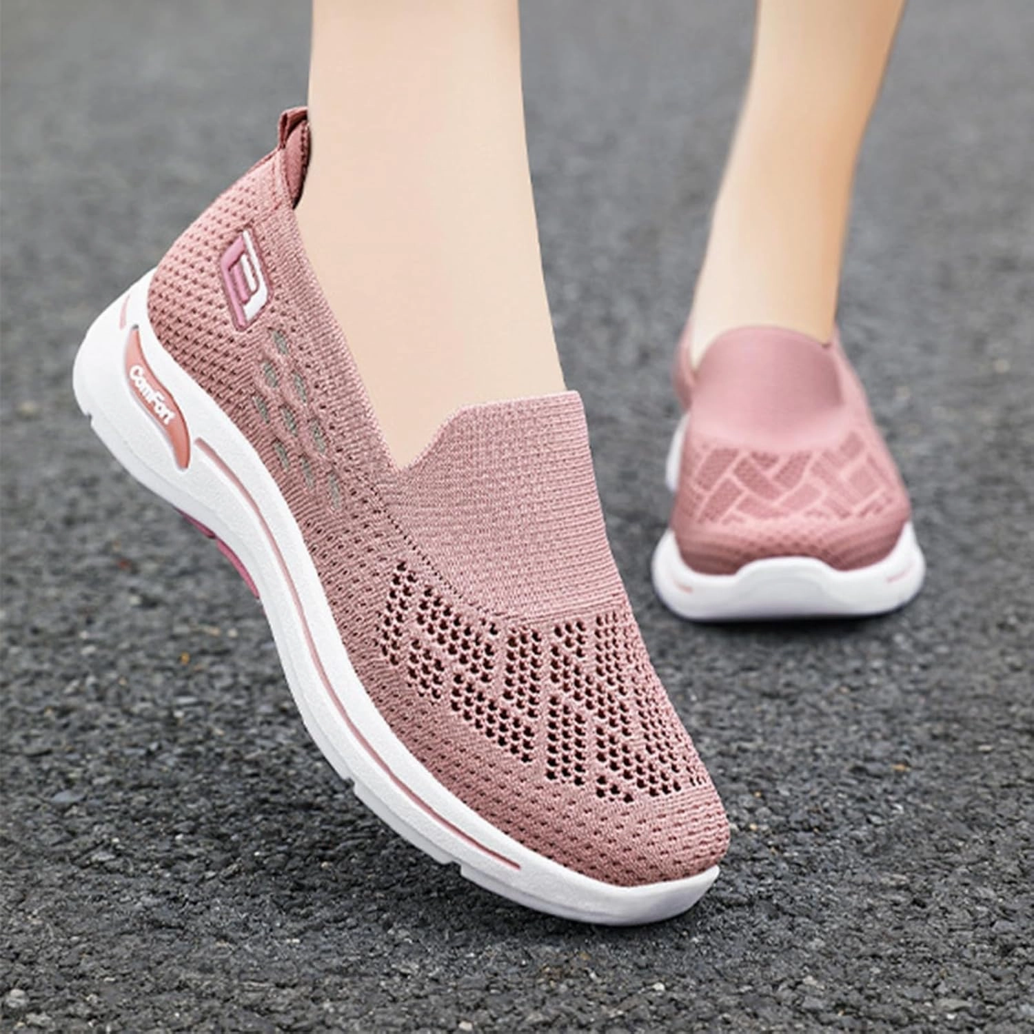 Bzees Tennis Shoes Womens Woven Orthopedic Shoes Breathable Soft Mesh Diabetic Shoes Go Walk Slip on Sneakers Casual Lightweight Comfortable Sneakers with Arch Support Outdoor Walking Tennis Sports Hands Free Loafers