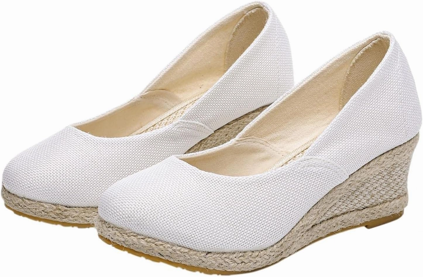 Round Closed Toe Heels Espadrilles for Women Elegant Wedges Working Shoes Comfy Platform Pumps Sandals Comfortable Casual Summer Wedges Sandals Walking Shoes Spanish Tennis Shoes