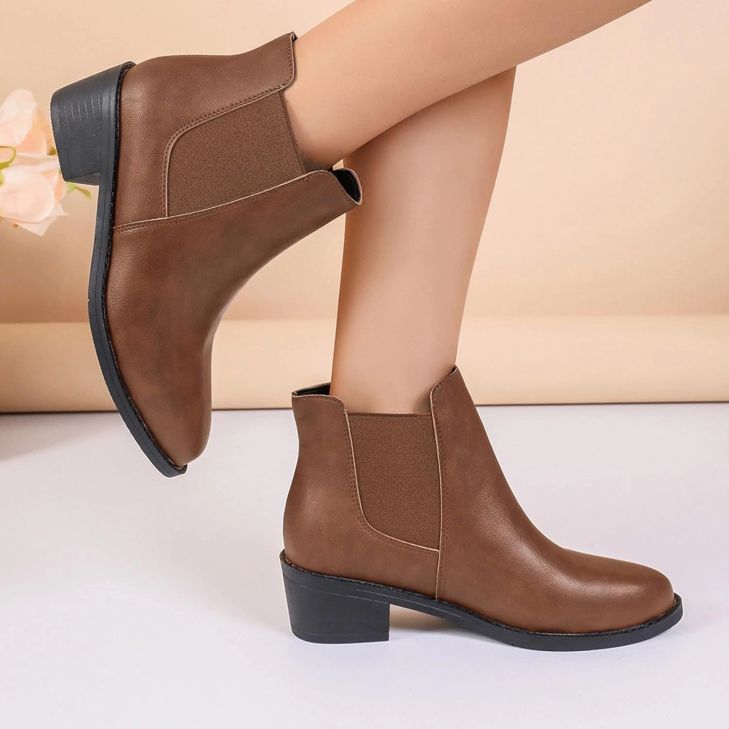 Metallic Leather Combat Boot Hiking Boots Women Women's Pointed Ankle Boots Embroidery Pull On Low Block Heels Western Short Booties For Ladies