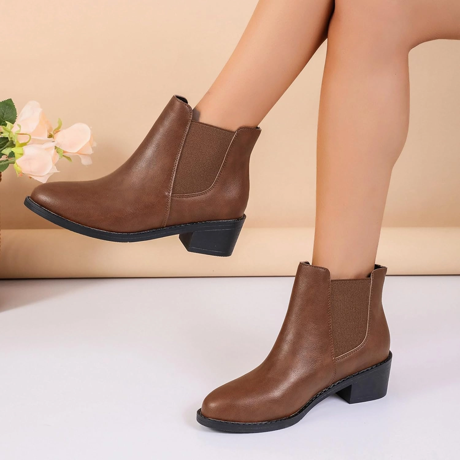 Combat Boots And Dress Hiking Boots Women Women's Pointed Ankle Boots Embroidery Pull On Low Block Heels Western Short Booties For Ladies