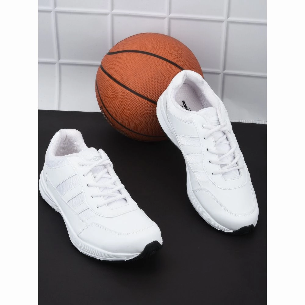 Force 10 By Liberty LB46-EL Sports Lacing Shoes For Kids - White Affordable Running Shoes