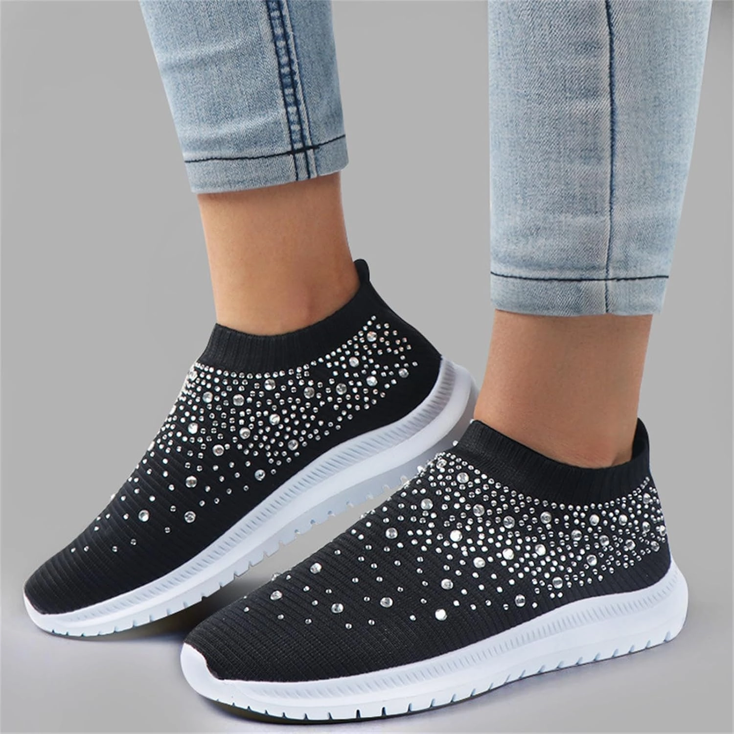 Running Shoes For Women Arch Support Walking Shoes Slip on Sock Sneakers Mesh Loafers Fashion Athletic Tennis Shoes Slip On Velvet