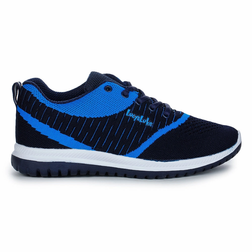 Lucy & Luke Lacing Blue Sports Running Shoes For Kids JAMIE-7 By Liberty Good Walking And Running Shoes