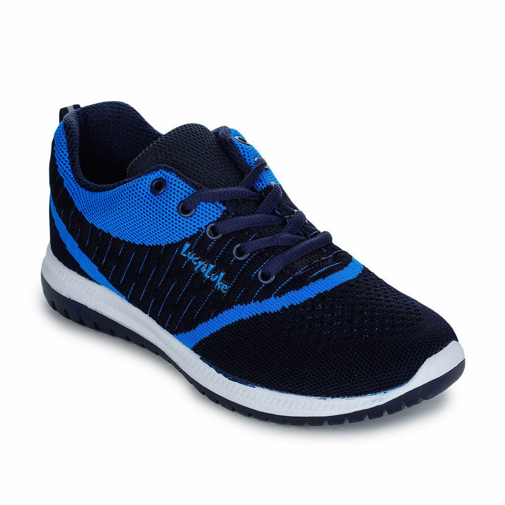 Lucy & Luke Lacing Blue Sports Running Shoes For Kids JAMIE-7 By Liberty Running Shoes For Good Arch Support