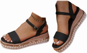 SACFOF Platform Sandals for Women Open Toe Ankle Strap Buckle Espadrille Flatform Platform Wedge Dressy Summer Sandals Coloring Pages Tennis Shoes