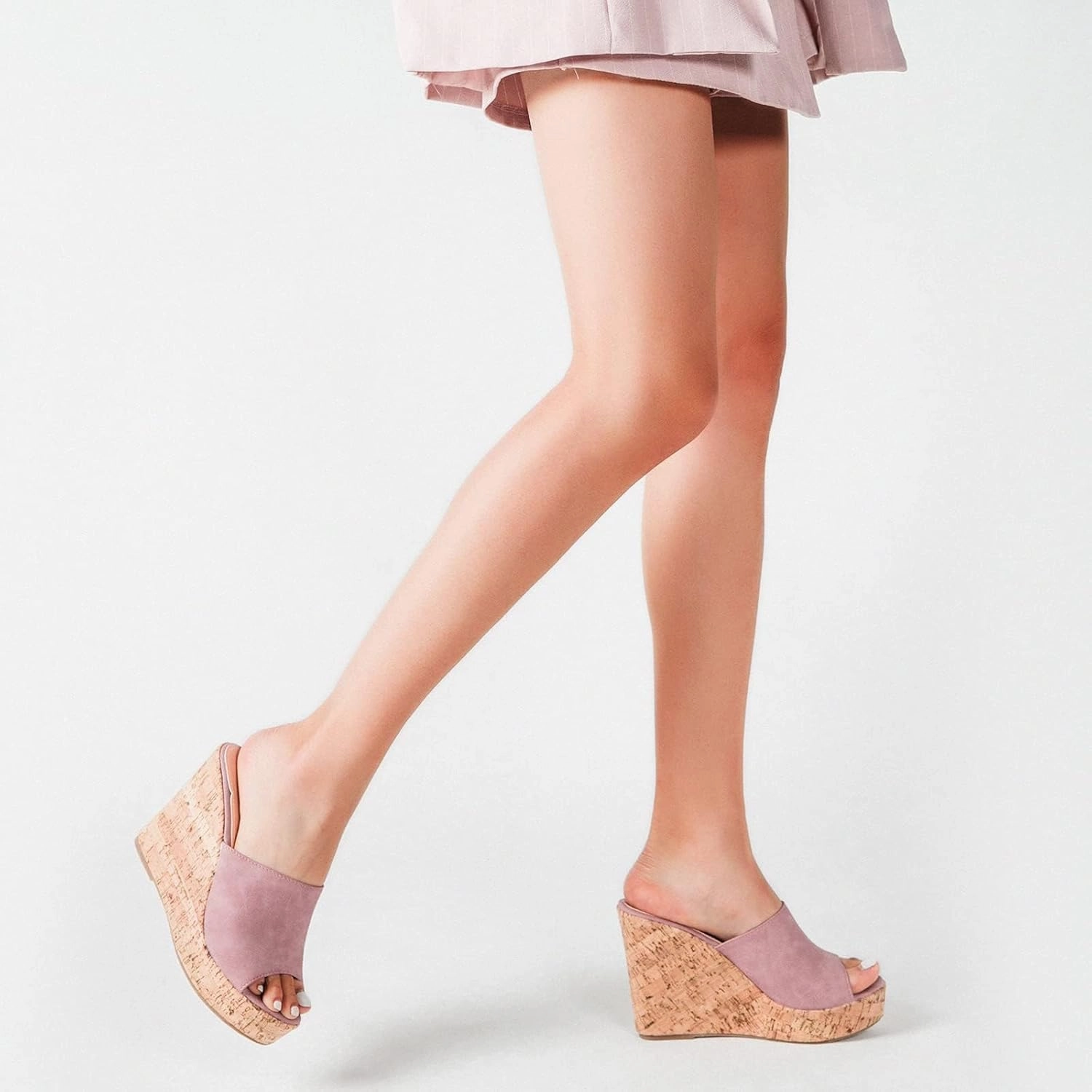 SACFOF Wedge Sandals for Women Dressy Summer Peep Toe Cork Slingback Wedges Slip On Espadrilles Heels Slide Sandals Pearl Tennis Shoes