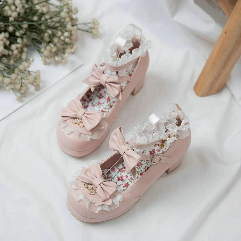 SACFOF Women Cute Lolita Shoes Platform Mary Janes Kawaii Strappy Ankle Strap Sweet Pumps Lace Cross Tied Dress Shoes Adidas Cloudfoam Tennis Shoes