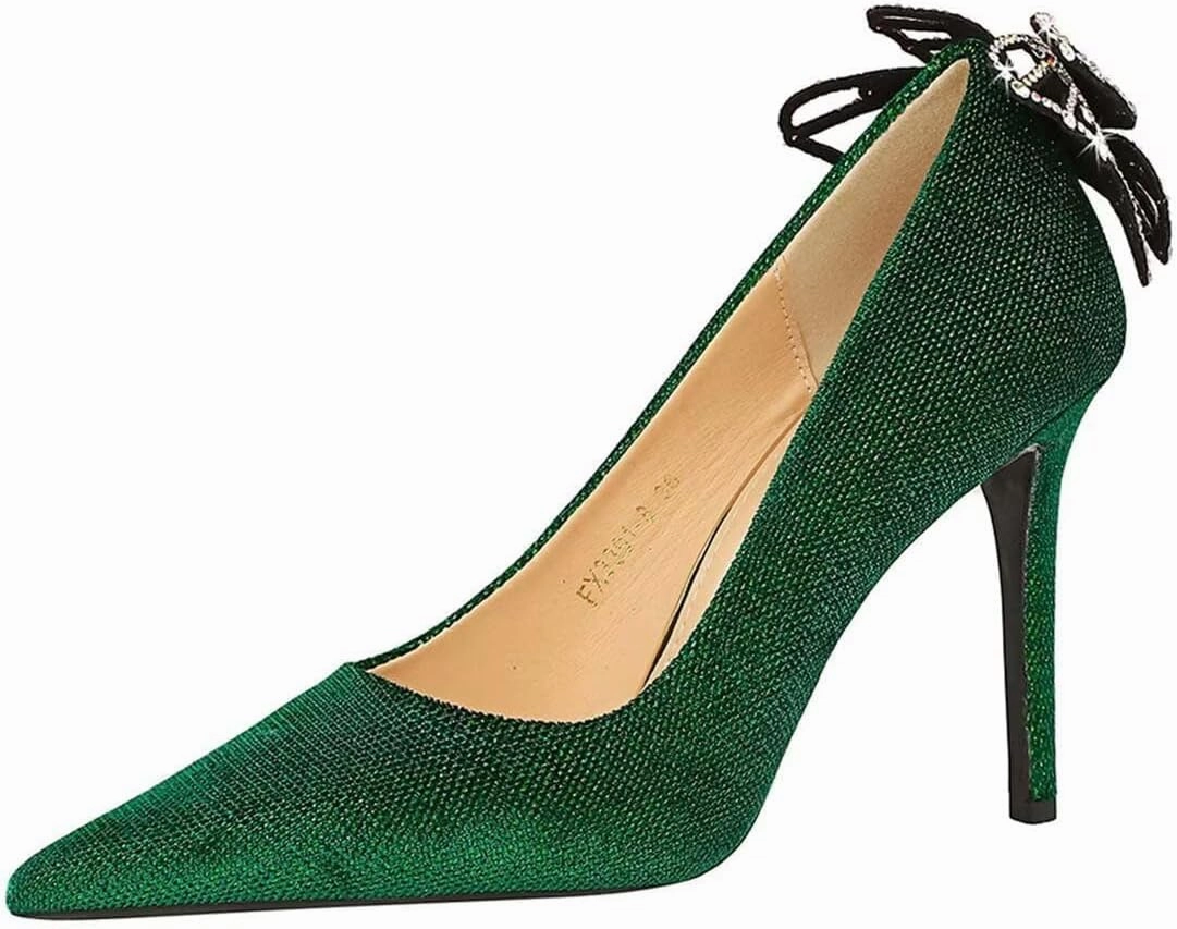 Men No Lace Tennis Shoes SACFOF Women's Pointed Toe High Heel Dress Pump Shoes Stiletto Bow Sexy Slip on Dress Prom Party Evening Pump Shoes