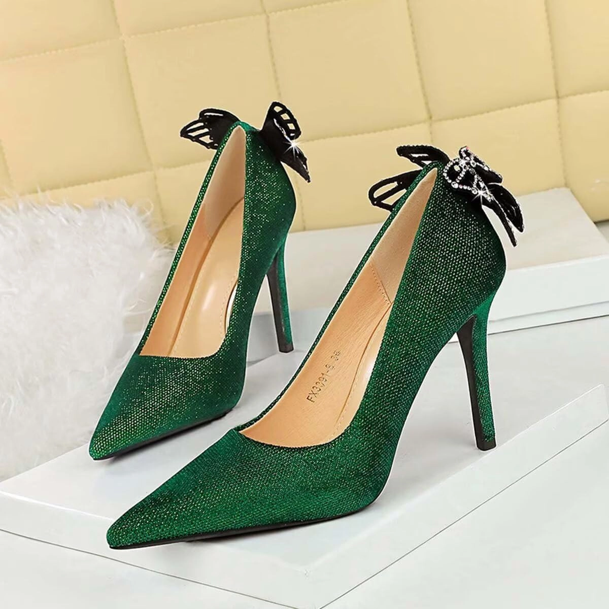 Coolest Tennis Shoes 2016 SACFOF Women's Pointed Toe High Heel Dress Pump Shoes Stiletto Bow Sexy Slip on Dress Prom Party Evening Pump Shoes