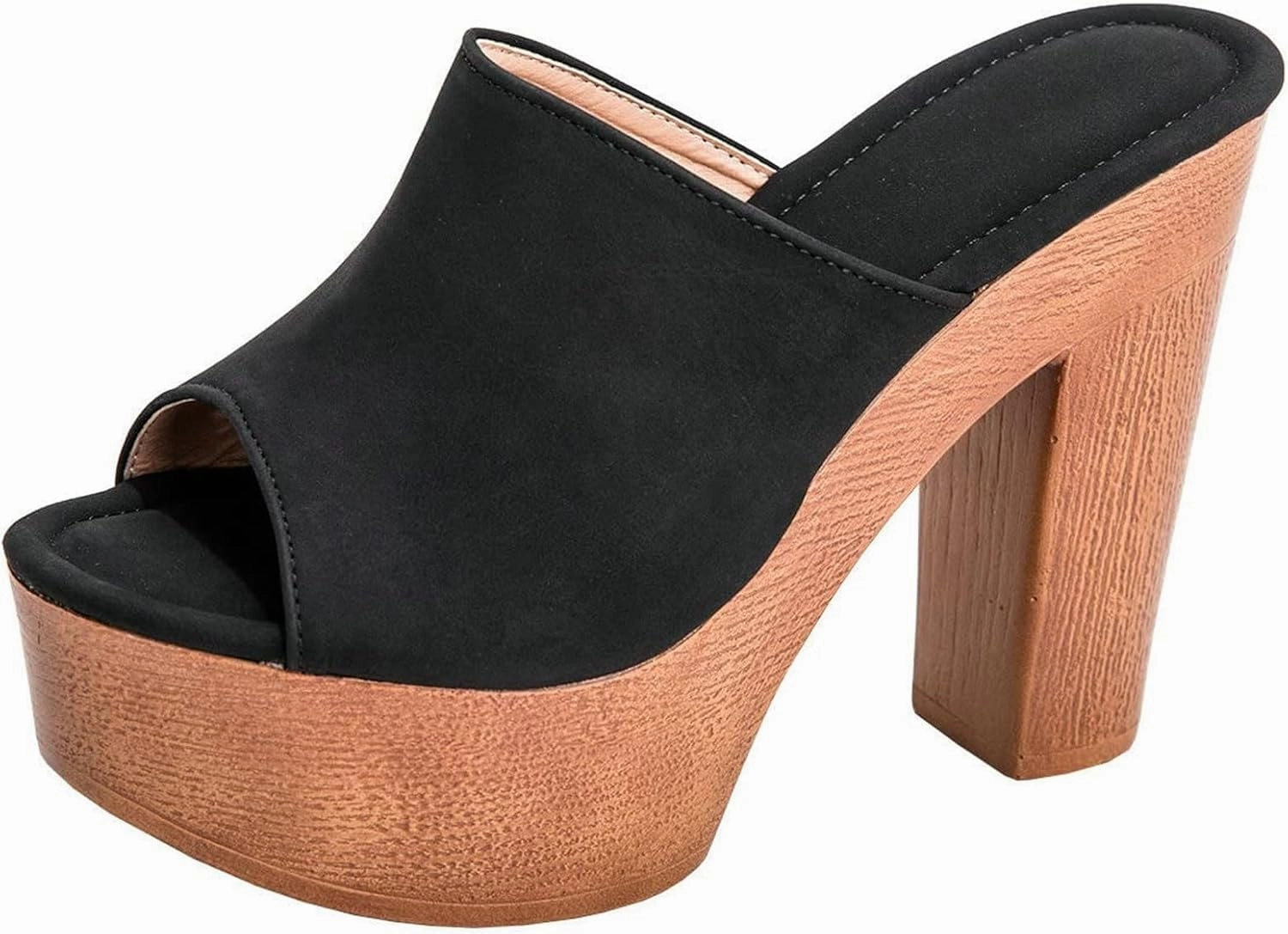 Slip On Tennis Shoes Amazon SACFOF Womens Cork Wedge Slide Sandals Heels Peep Toe High Heel Platform Slingback Summer Dressy Slippers Shoes