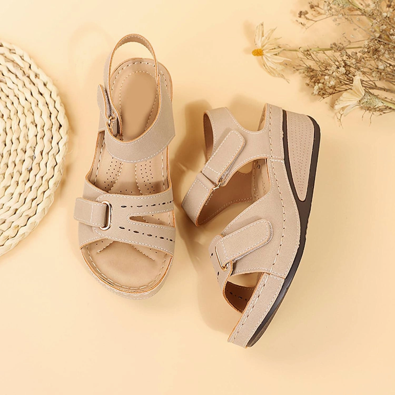 Sandals Womens Summer Wedge Sandals for Women Comfort Ankle Strap Walking Shoes Platform Beach Sandals Boho Sandal Kohl's Flip Flops