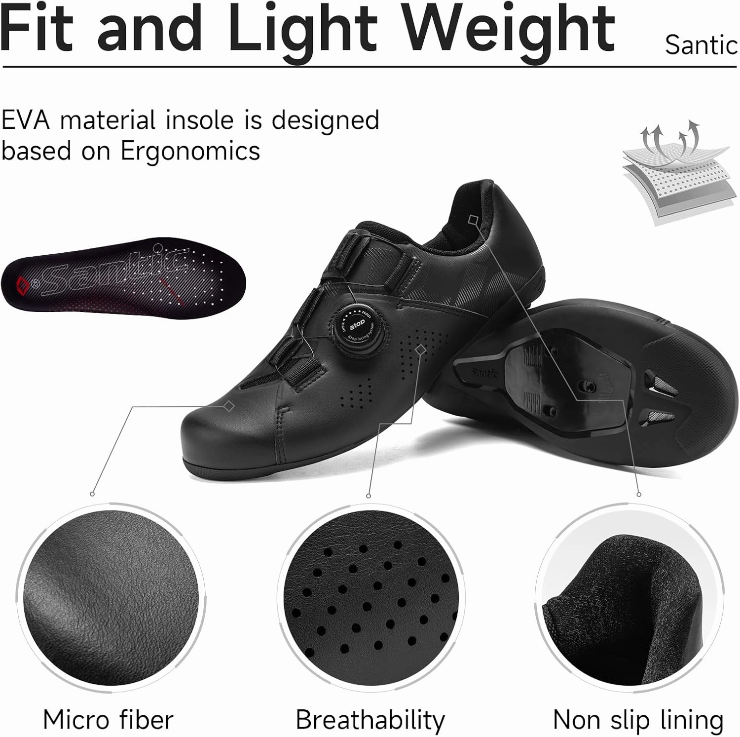 Santic Unisex Cycling Shoes Bike Shoes Indoor Classic Riding Shoes Suitable for Look Delta High Top Climbing Shoe