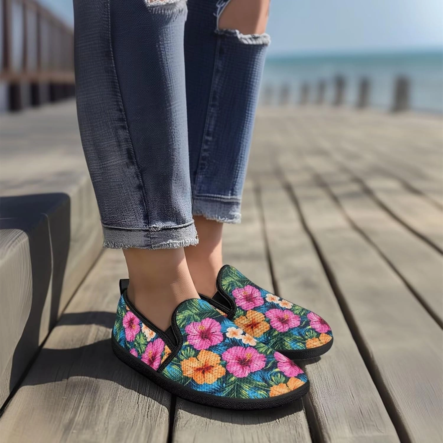 Cycling Shoes For Commuting Fashion Barefoot Walking Shoe Womens Casual Slip On Loafers Breathable Anti-Slip Camping Shoes with EVA Sole for Cycling US 6-11 Black Sole