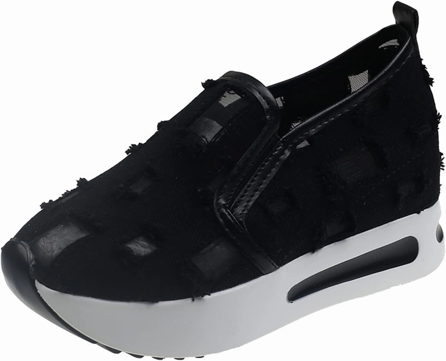 Gray Tennis Shoes Platform Wedge Sneakers for Women Slip on Loafers Comfortable Thick Soft Shoes Arch Support Walking Work Shoes Breathable Sheer Mesh Lace Fashion Shoe Comfort Sneaker