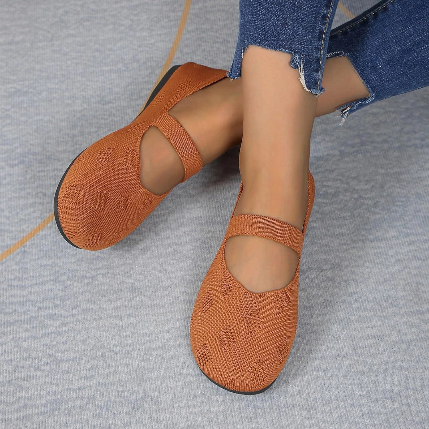 Women Black Ballet Shoes Mesh Slip on Flat Casual Shoes Dance Comdortable Breathable Lightweight Flat Shoes Roger Federer Tennis Shoes