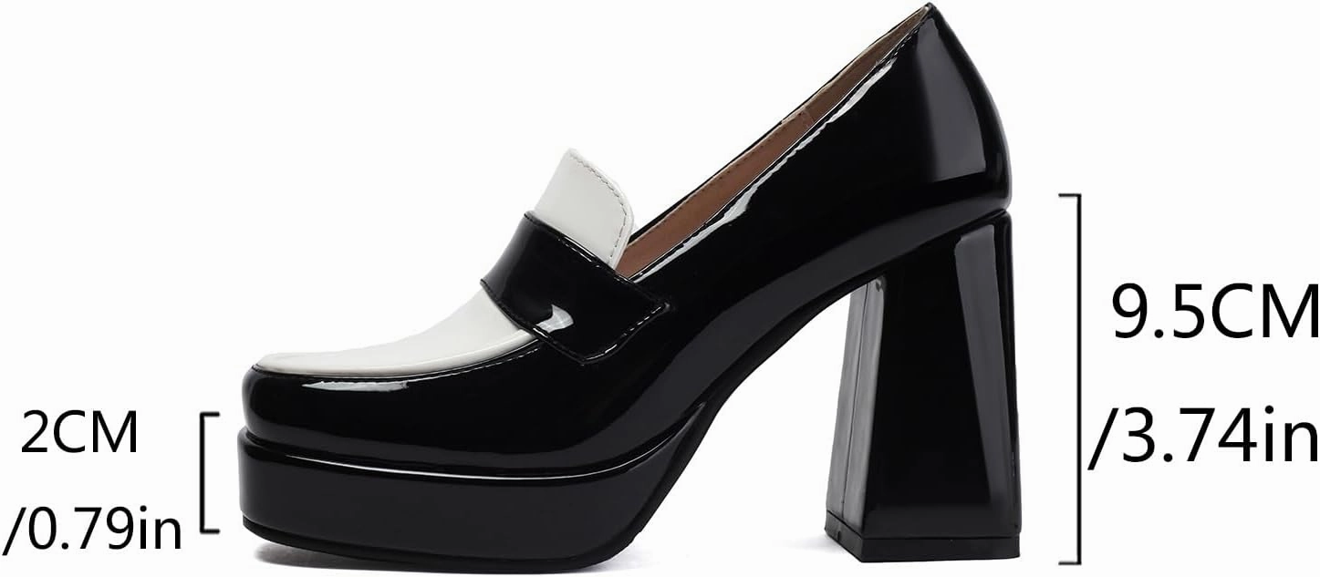 Rack Room Tennis Shoes SACFOF Women Square Toe Mary Jane Shoes Platform Patent Leather Pumps Block High Heels Dress Comfortable Shoes
