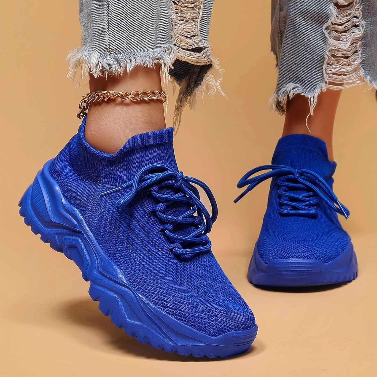 Women's Solid Color Fashion Four Season Lace Up Sneakers Solid Color Flying Woven Running Shoes Women's Water Shoes Size 14 Tennis Shoes