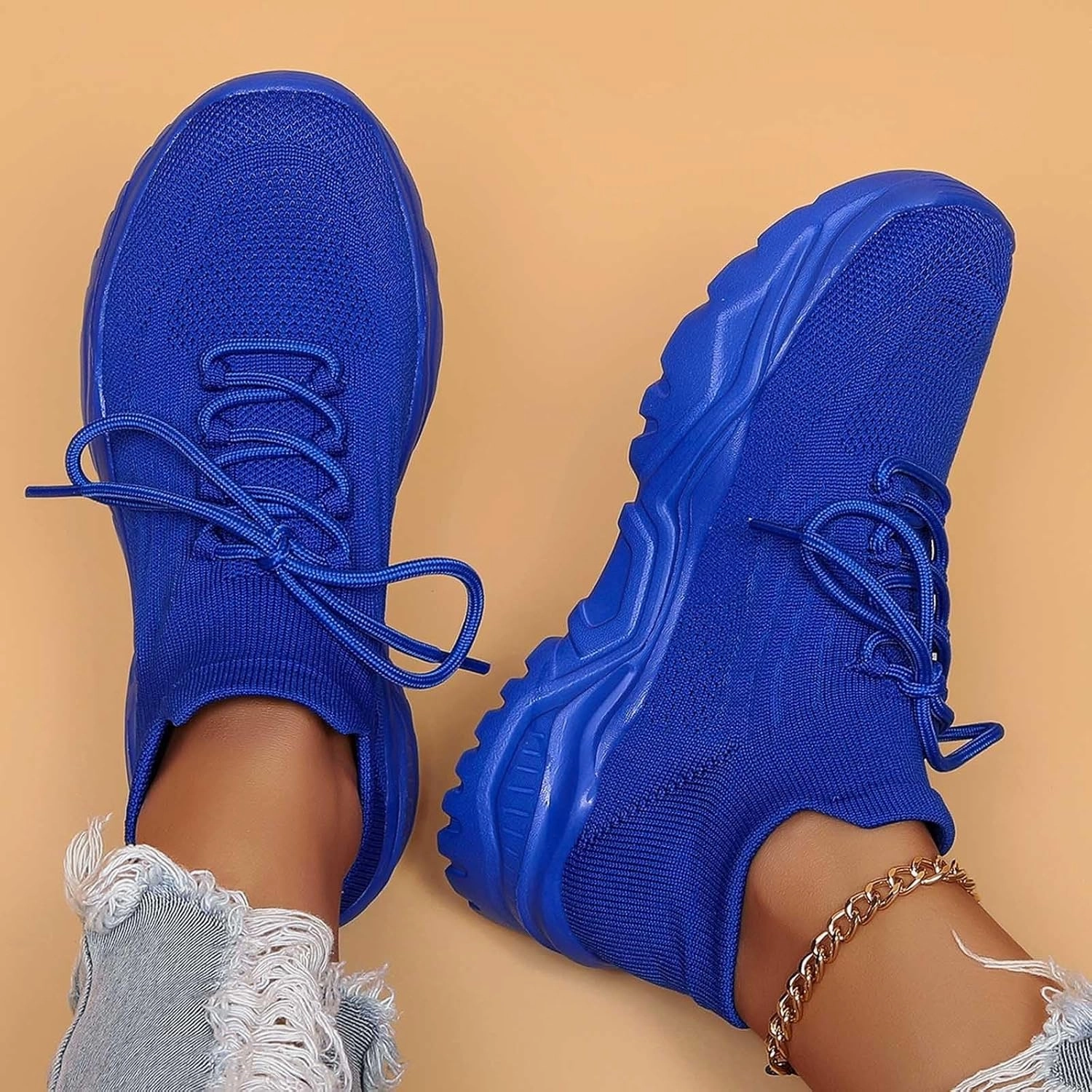 Dragon Ball Tennis Shoes Women's Solid Color Fashion Four Season Lace Up Sneakers Solid Color Flying Woven Running Shoes Women's Water Shoes