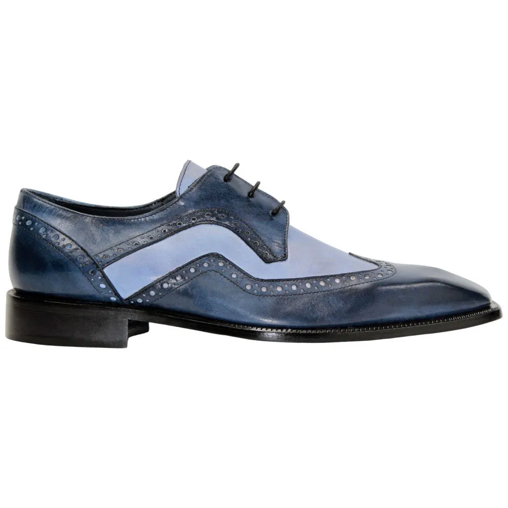 Toddler Dress Shoes Near Me Saranno Navy/Blue Calfskin Leather Wingtip Oxford | Duca Dress Shoes for Men