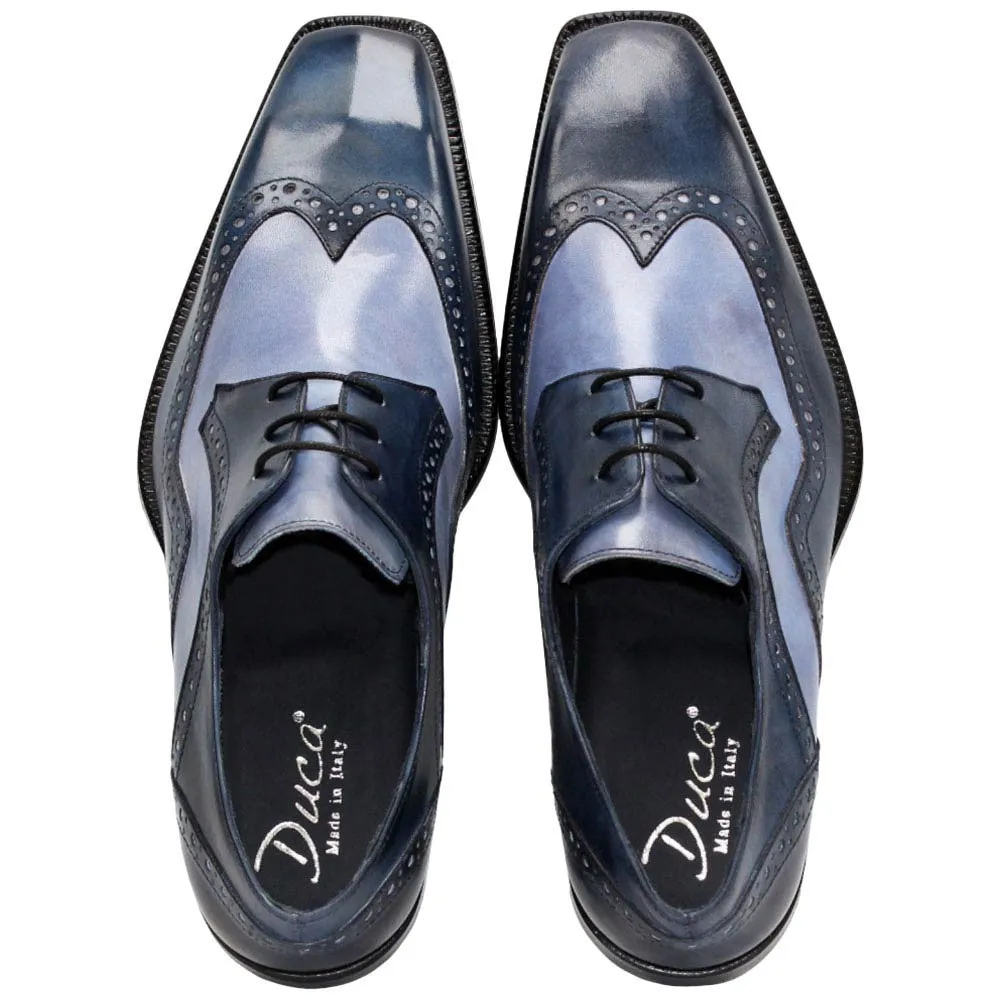 Best Shoes To Wear With A White Dress Saranno Navy/Blue Calfskin Leather Wingtip Oxford | Duca Dress Shoes for Men