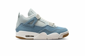 (WMNS) NIKE AIR JORDAN 4 Retro - Sail / Worn Blue (8/9) Nike Air More Uptempo Basketball Shoes