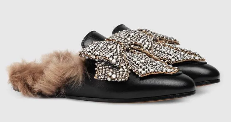 Bottoms For Slippers Princetown leather with bow Slipper