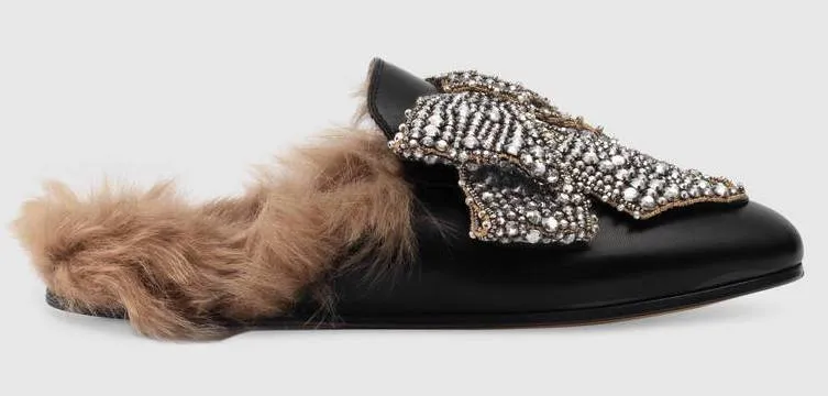 Princetown leather with bow Slipper Slippers With Animals