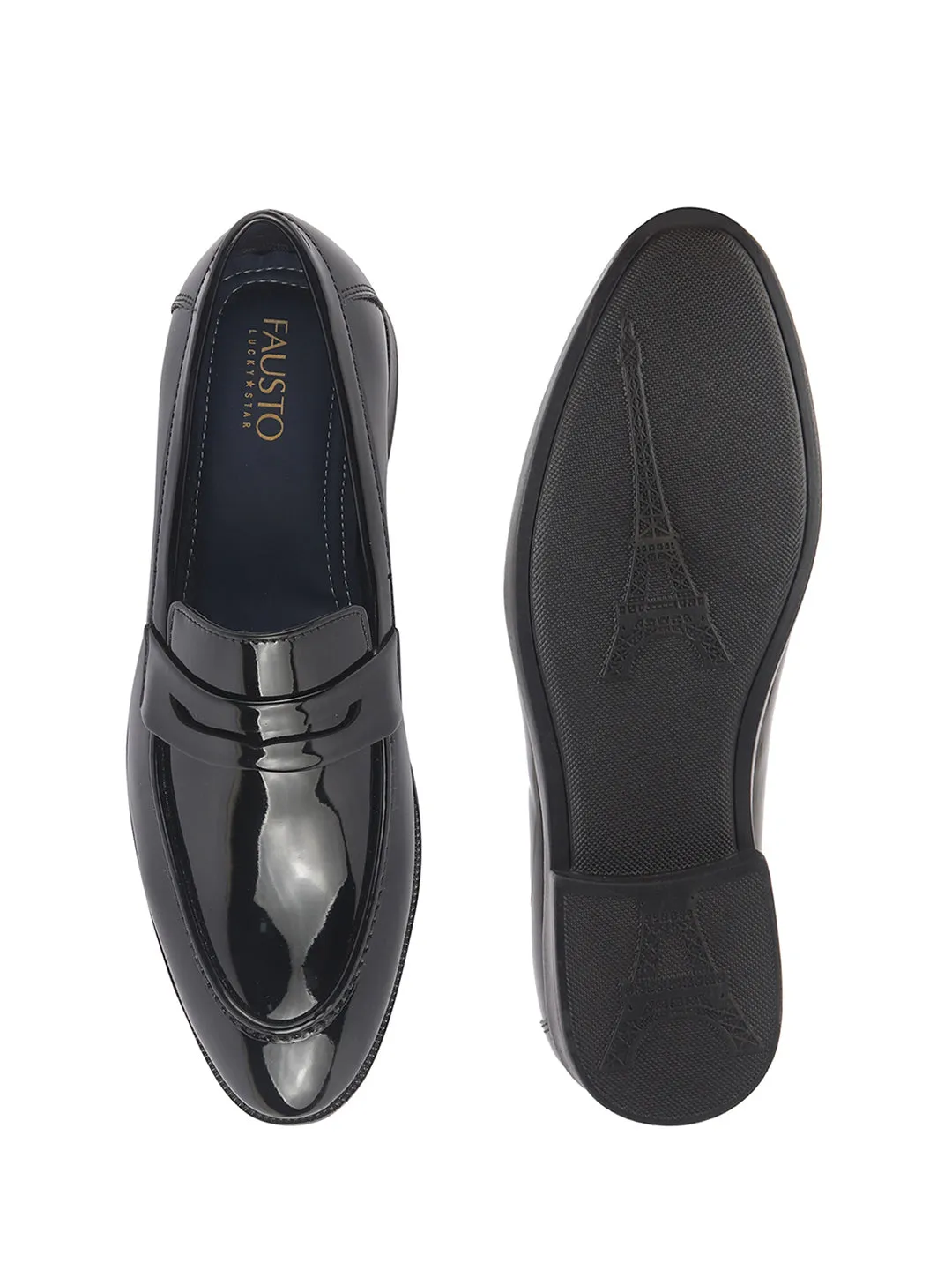 High Wedge Heel Boots Men Black Classic Patent Leather Party Formal Slip On Shoes|Extra Cushioned Insole Tuxedo Loafers for Wedding, Reception, Cocktail|Slip Resistant Lightweight Sole