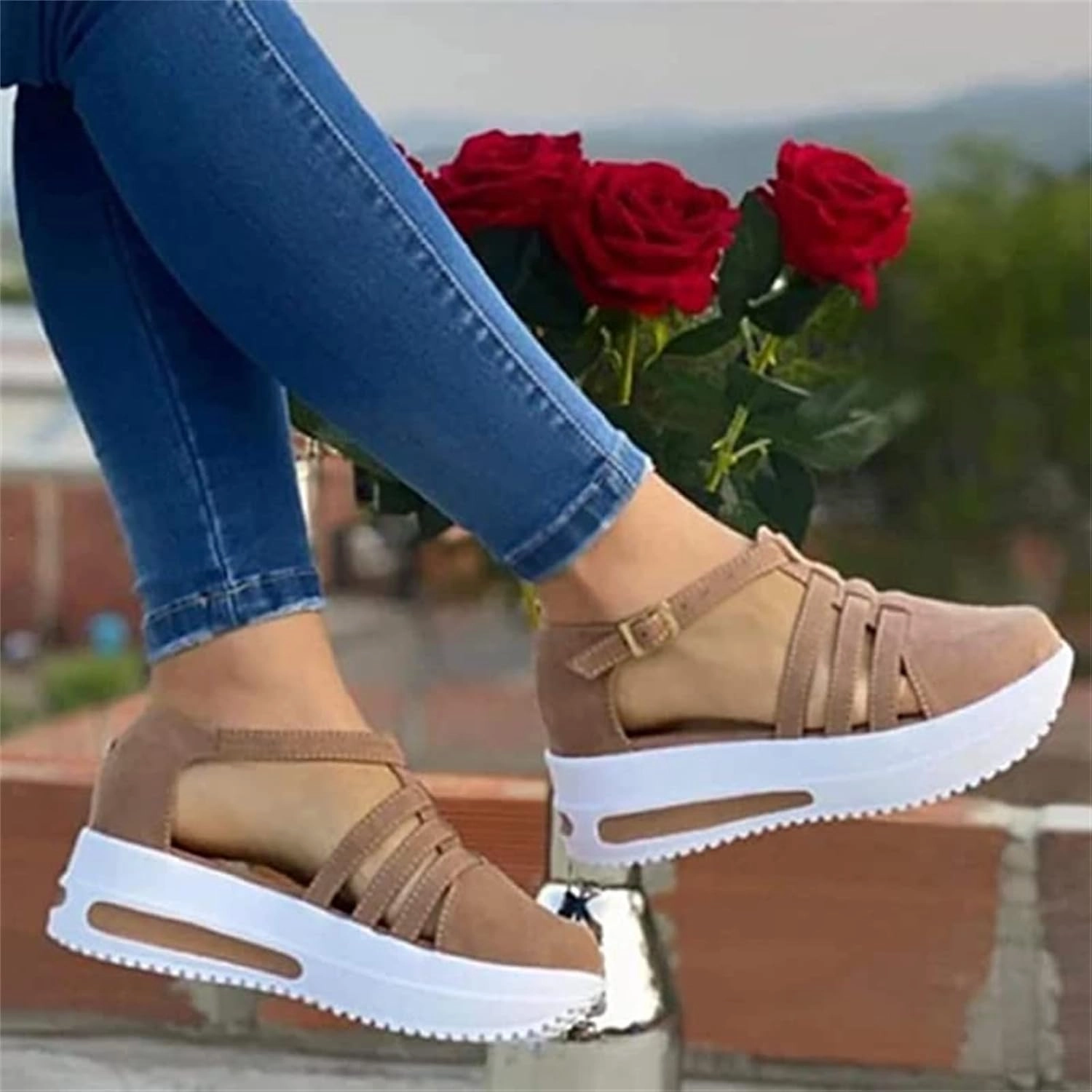 Ladmiple Shoes For Women Sneakers Slip Ons Lace ups Casual Leather Walking Shoes Summer Fashion Platform Flats Loafers Slip Ons Slip On Slip On Slip On