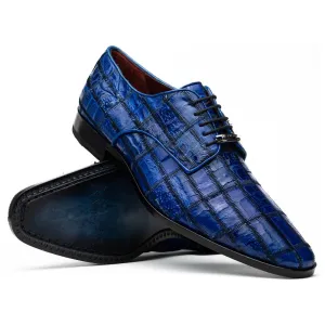 Best Wide Dress Shoes Asti Genuine Caiman Crocodile Skin Patchwork Derby | MARCO DI MILANO