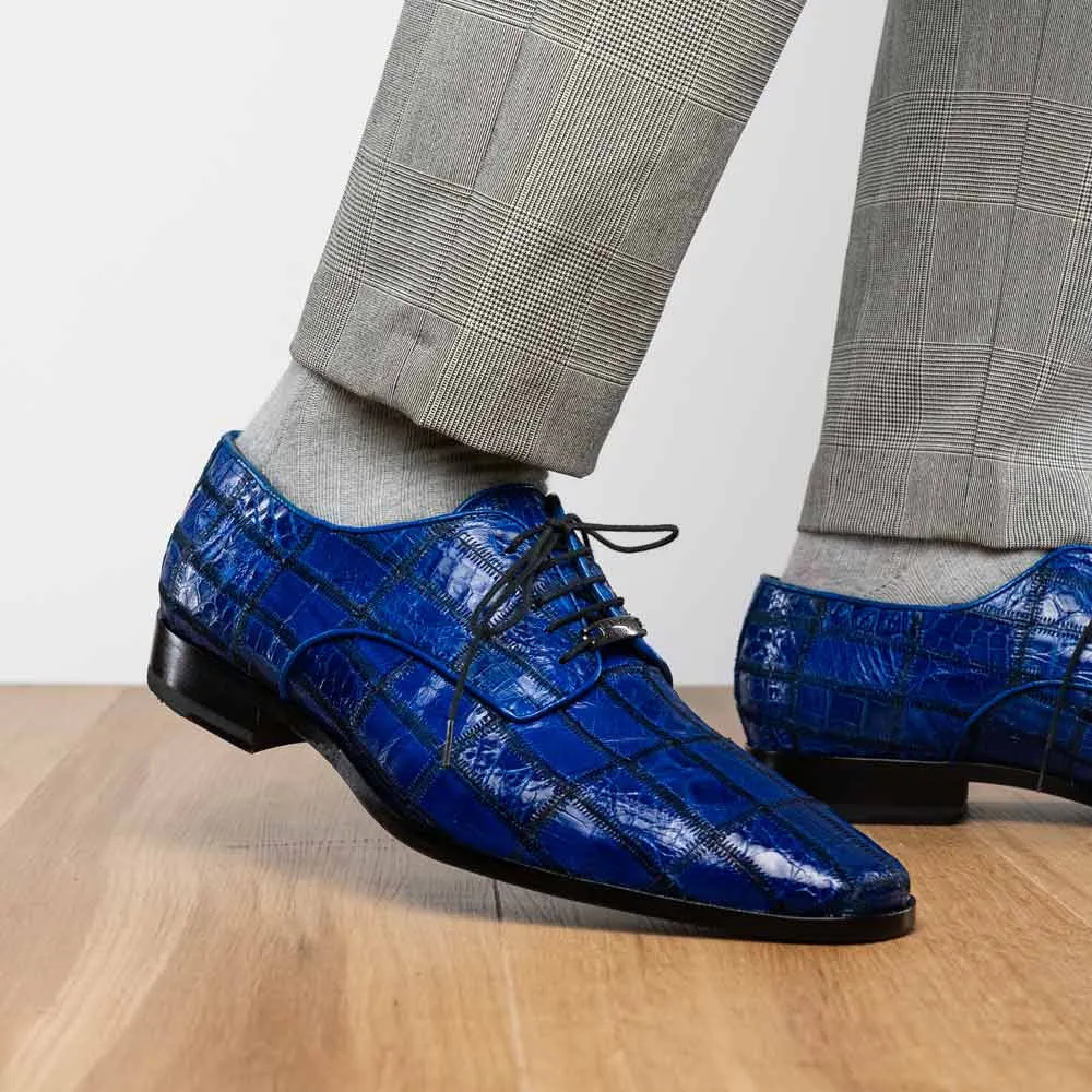 Wearing Tennis Shoes With Dresses Asti Genuine Caiman Crocodile Skin Patchwork Derby | MARCO DI MILANO