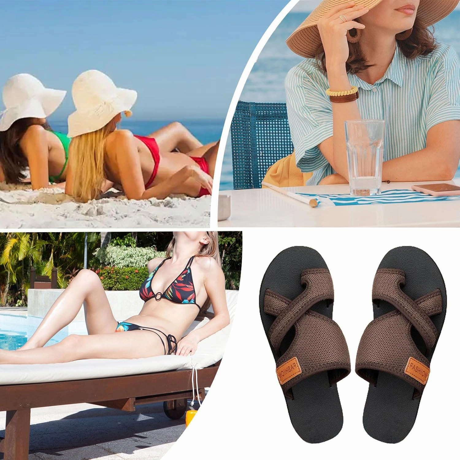 Boston Flip Flops Slide Sandals Women Slip On Beach Sandals with Arch Support Open Toe Flats Mesh Slides Comfort Wear Orthowear Shoes Outdoor Walking Lightweight Slippers for Summer Vacation Plantar Fasciitis Sandals