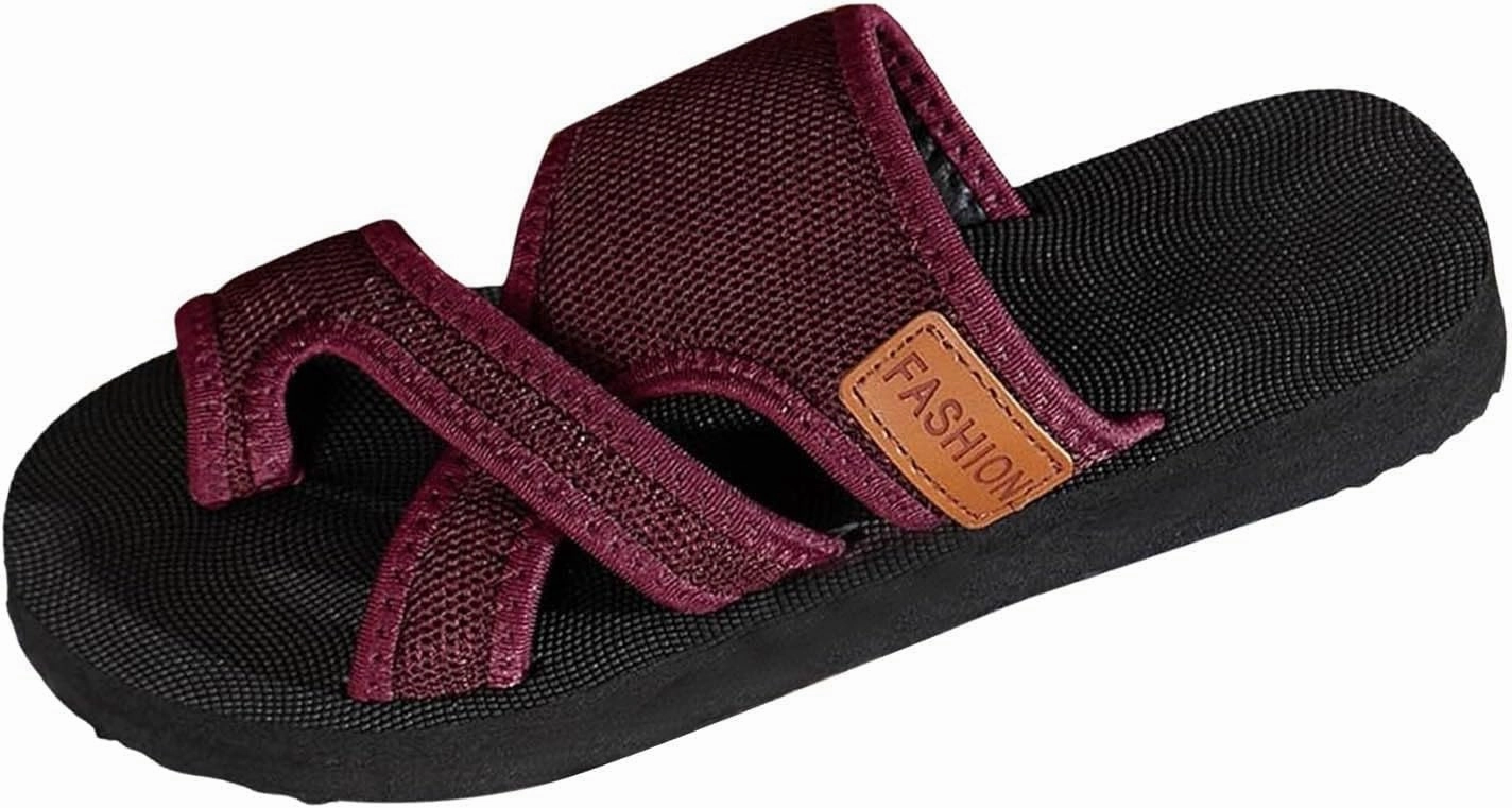 Slide Sandals Women Slip On Beach Sandals with Arch Support Open Toe Flats Mesh Slides Comfort Wear Orthowear Shoes Outdoor Walking Lightweight Slippers for Summer Vacation Plantar Fasciitis Sandals Wedge Flip Flops 2000s