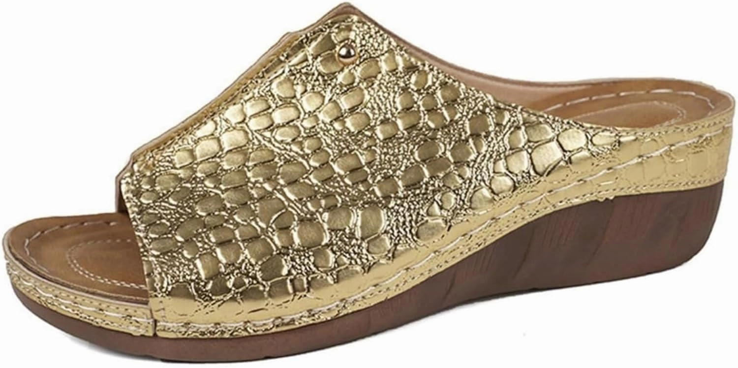 Slip On Sandals for Women Peep Toe Low Wedge Orthopedic Sandals Comfortable Walking Sandal Arch Support Walking Shoes Summer Indoor Outdoor Shoes Plantar Fasciitis Shoe Men S Tennis Casual Shoe