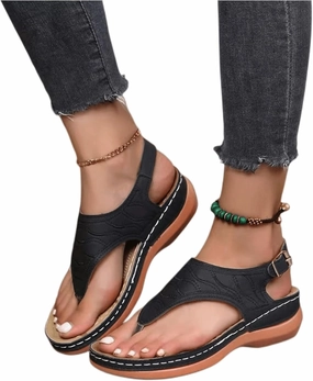 Best Slip-on Walking Shoes Ladmiple Sandals Women Fashion Dressy Wedge Orthotic Flip Flops Slides Vintage Comfortable Slip ons Orthopedic Slippers