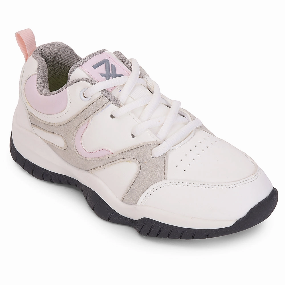 Leap7x Light Grey Sports Lacing Running Shoes For Kids CANON-2E By Liberty Best Underpronation Running Shoes