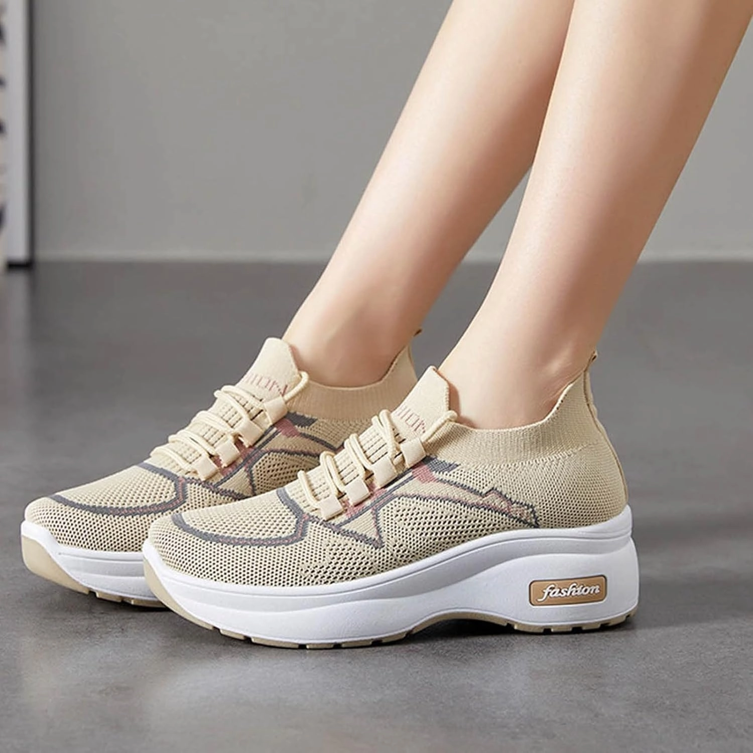 Wearing Tennis Shoes With Skinny Jeans Sneakers for Women Casual Women's Comfortable & Breathable Mesh Loafers Slip On Sneakers Flat Walking Laces Women Height Increasing Shoes