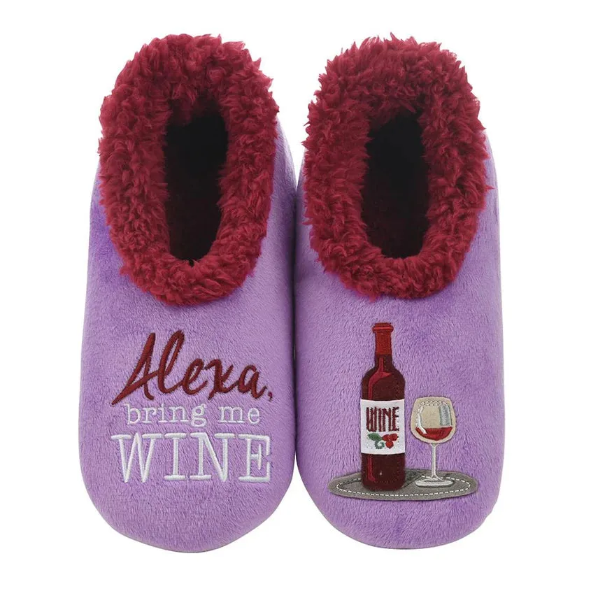 Snoozies Alexa Bring Me Wine Wool Clog Slippers