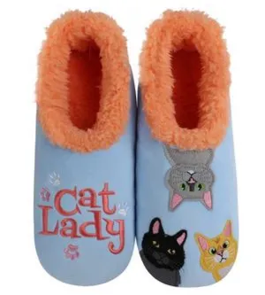 Snoozies Cat Lady Greek Slippers