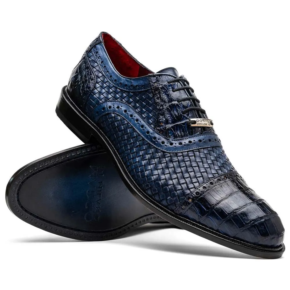 John Woven calfskin Genuine Caiman Crocodile Cap Toe Oxford | Marco Di Milano Winter Shoes Dress