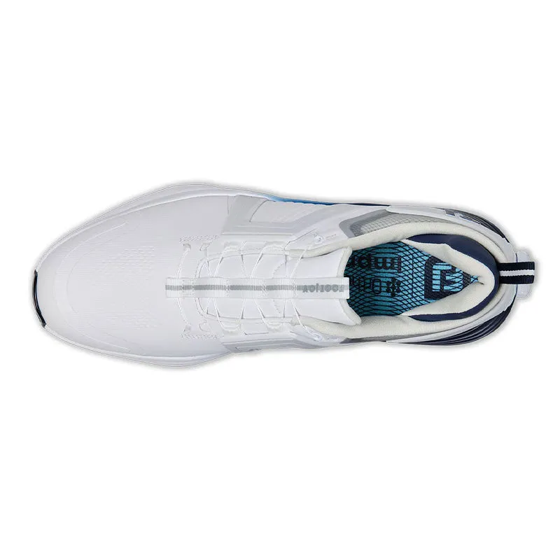 FOOTJOY Hyperflex Carbon BOA Men's Spiked Shoes (White/Navy) Best Shoes For Tourist Walking