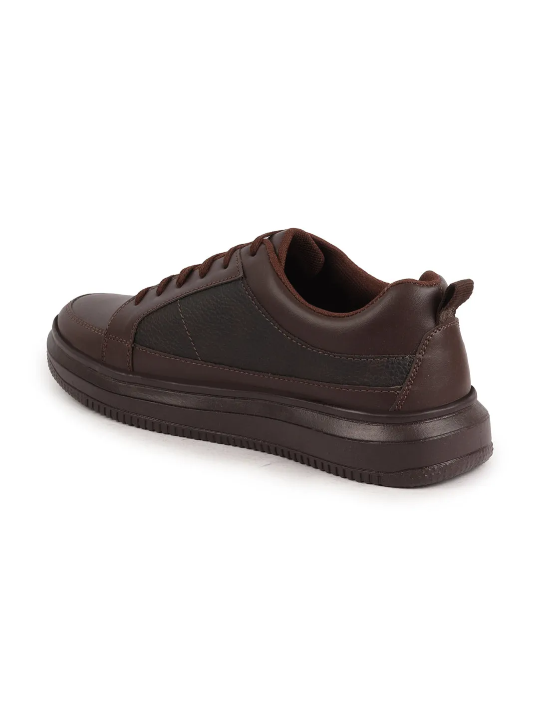 Men Brown Classic Chunky Lace Up Sneaker Ankle Shoes|Walking|Low Top|Casual Shoe Comfortable And Stylish Walking