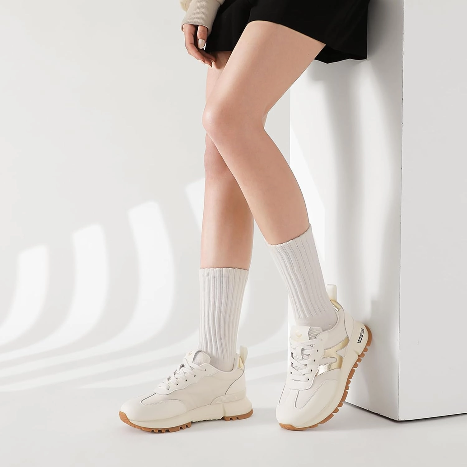 somiliss Sneakers for Women Genuine Leather Suede Patchwork Casual Lace Up Non-Slip Walking Shoes Comfortable Tennis Running Shoes Womens Fashion Sneakers Nike Weight Training Shoes