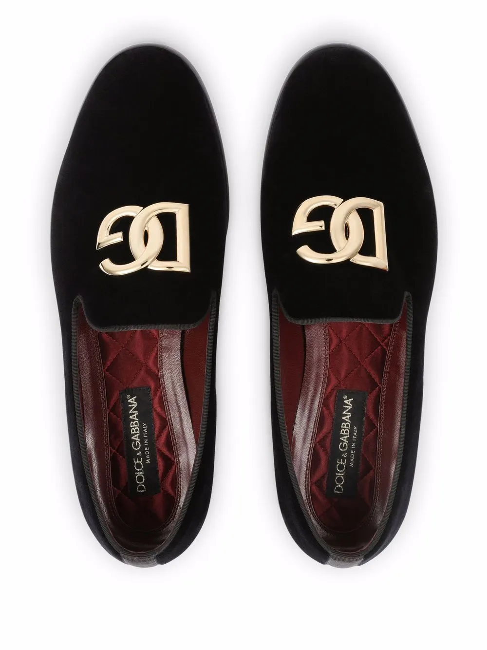 Dg-Plaque Velvet Slippers Luxury Pool Slides