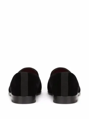 Dg-Plaque Velvet Slippers Mink Slides