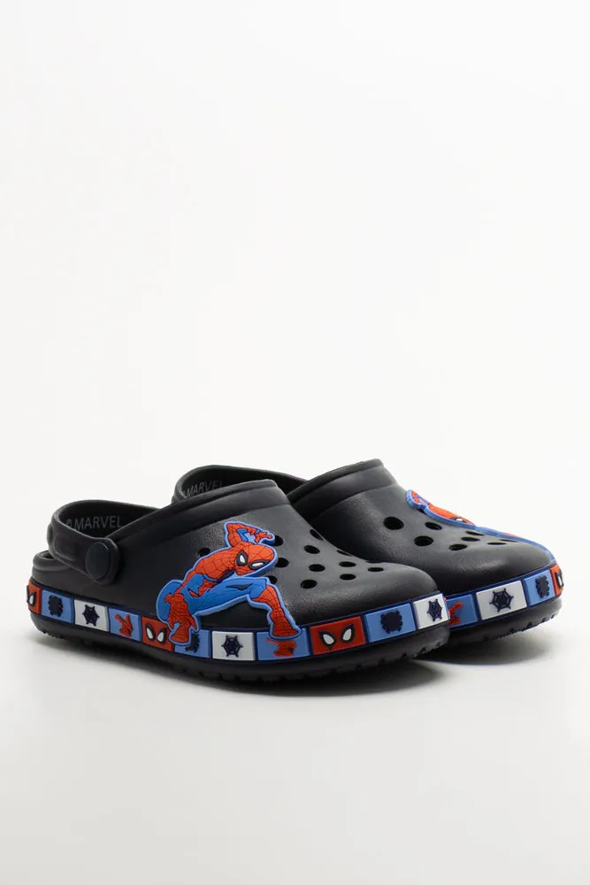 Wood Bottom Clogs Spider-Man Clogs Navy