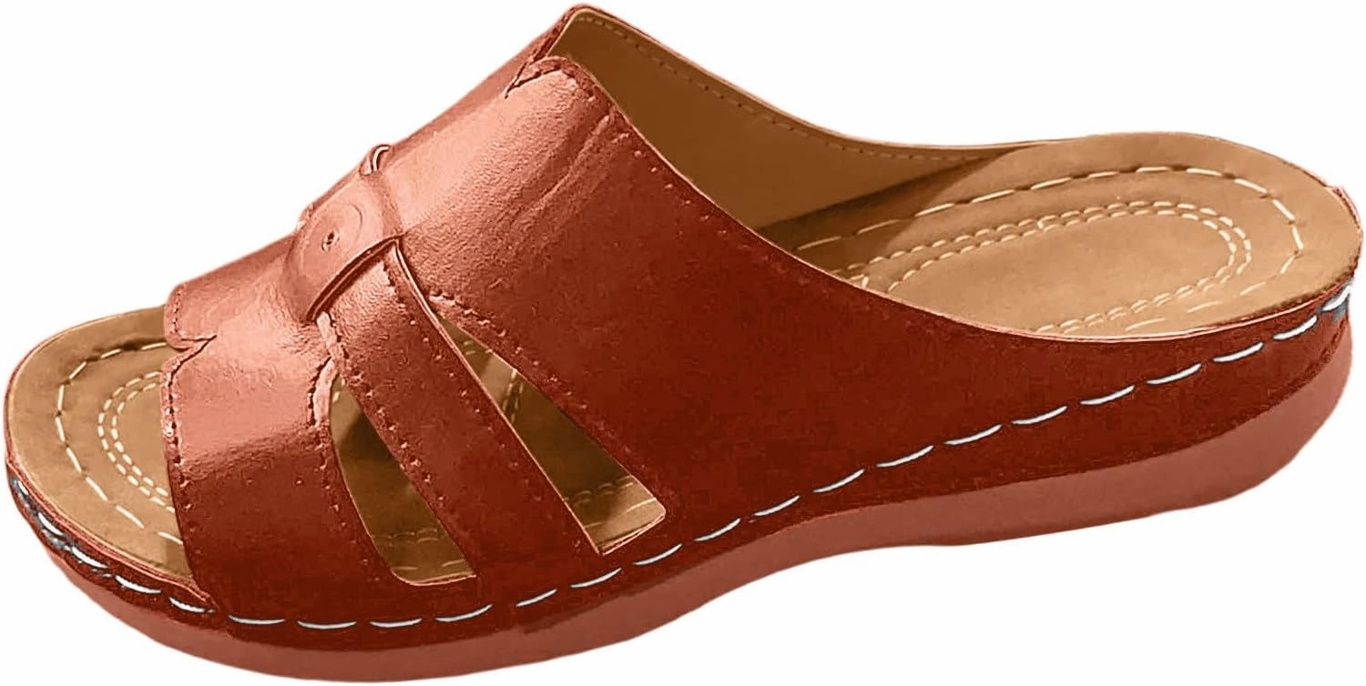 Women Summer Solid Slip On Casual Open Toe Wedges Comfortable Beach Shoes Sandals Slippers Strapped Sandals for Women Best Running Shoes For Military Basic Training