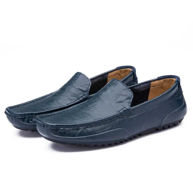 Fashiona Loafers Men Shoes Genuine Leather Fashion Casual Breathable Moccasins Shoes Comfortable Flat Slip on Male Shoes Big Size38-48