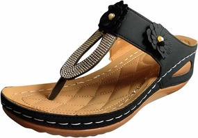 Element Flip Flops Spring And Summer Women's Thick Soled Sequined Flip Flops Wedge Heeled Fashionable Wedge Sandals for Women